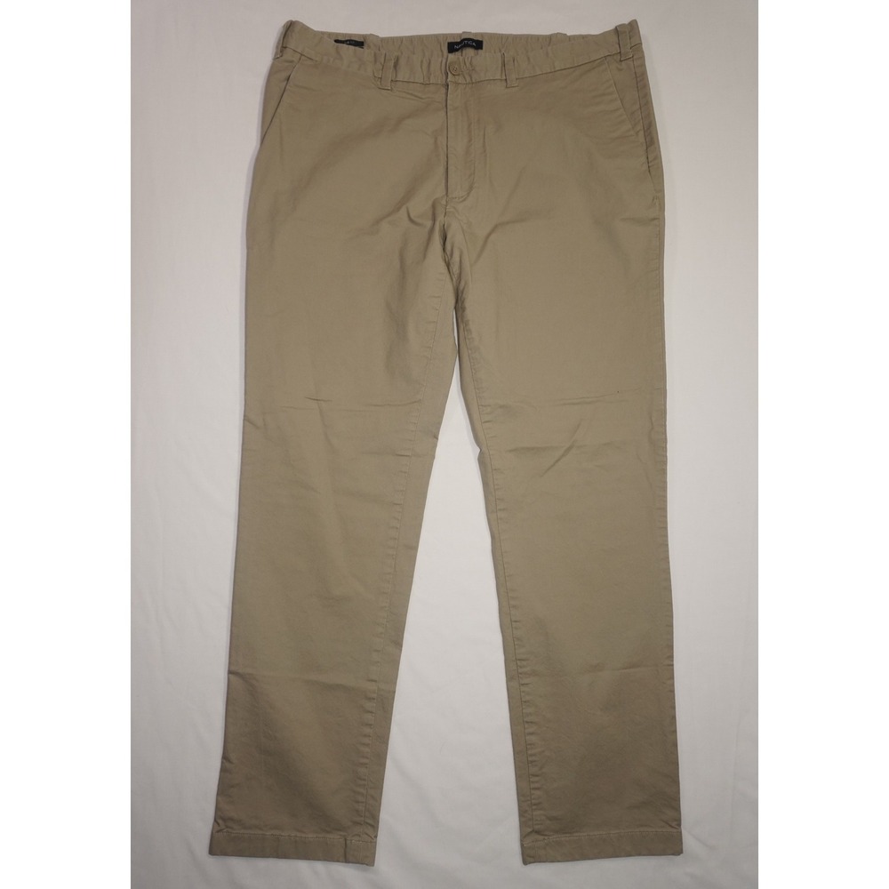 Nautica 40W x 34L Tan Cotton Slim Fit Stretch Chino Pants